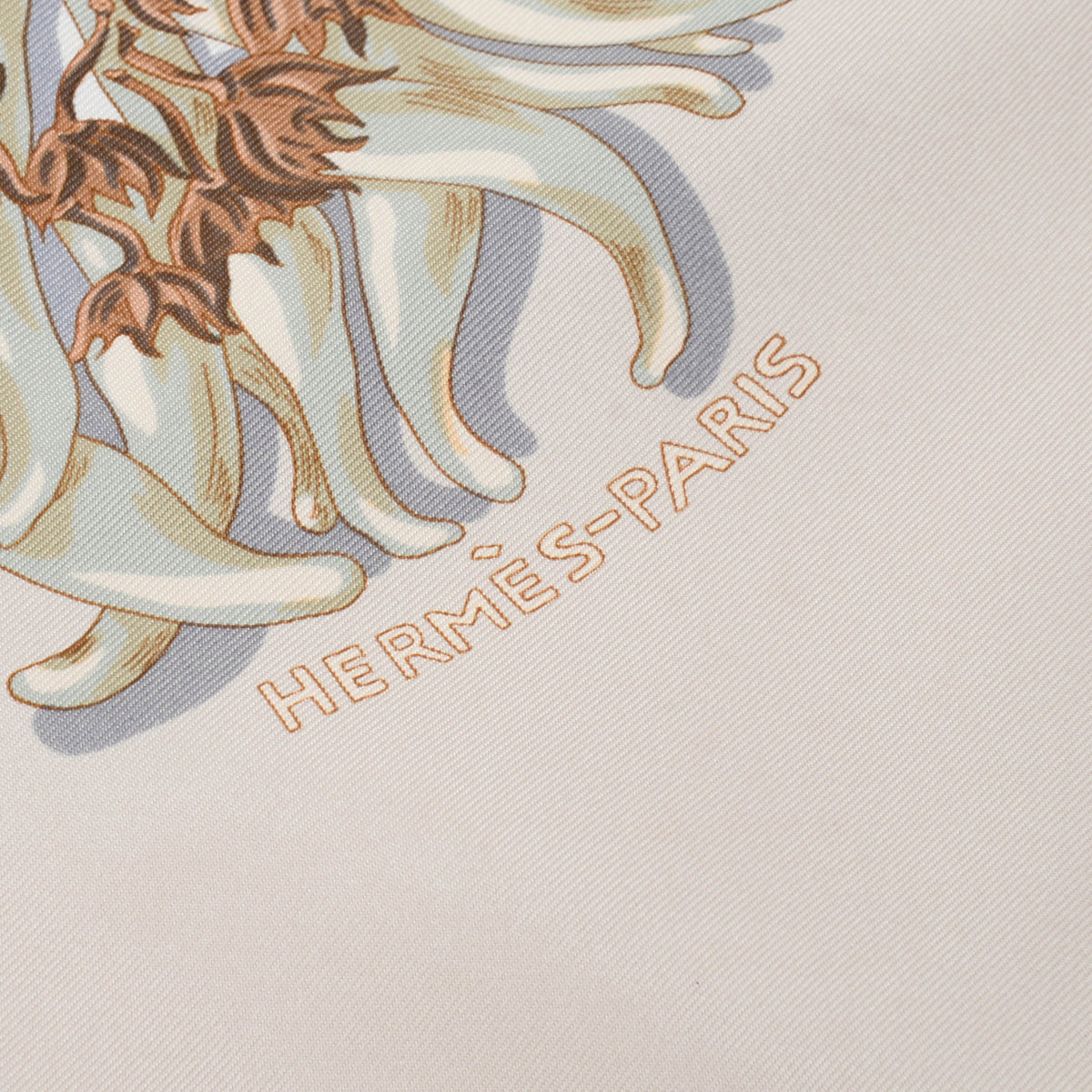 Hermes Greige Silk Aux Pays des Epices Scarf