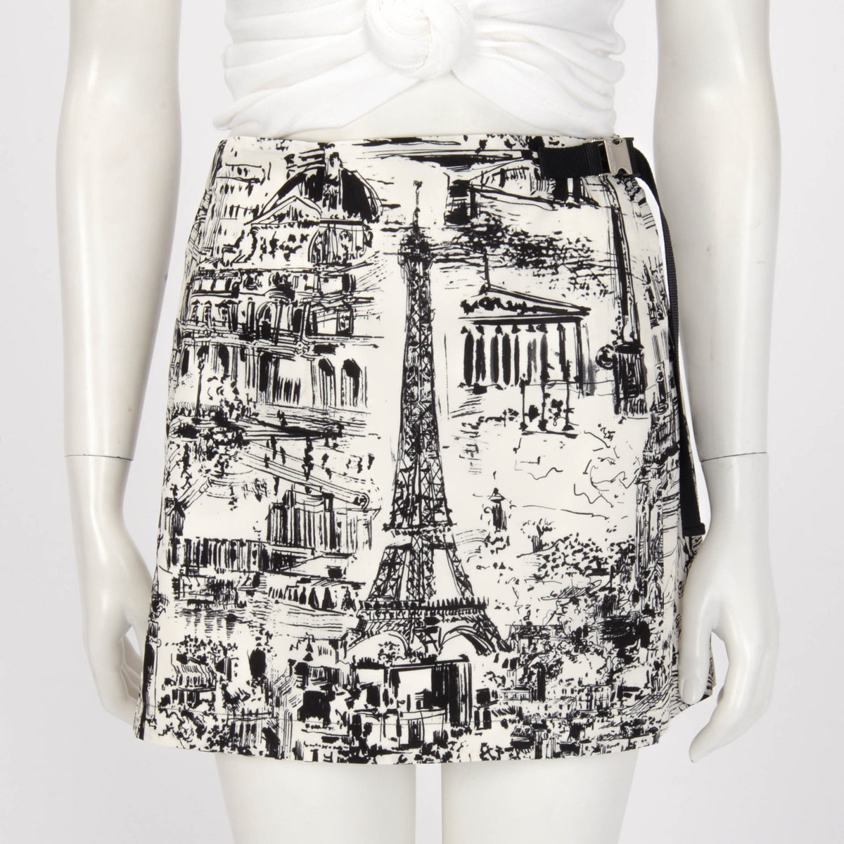 Dior Black & White Nylon Graphic Print Skort FR 38