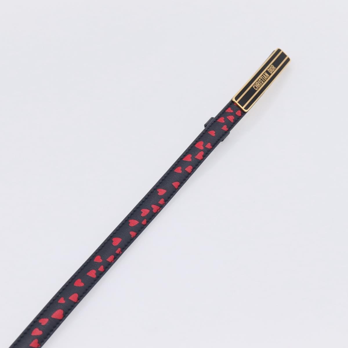 Dior Dark Navy Heart Print Skinny Belt