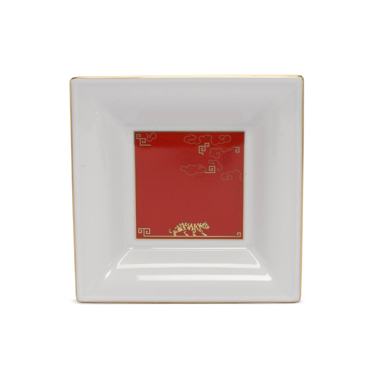 Cartier Red & White Porcelain Tiger Trinket Tray