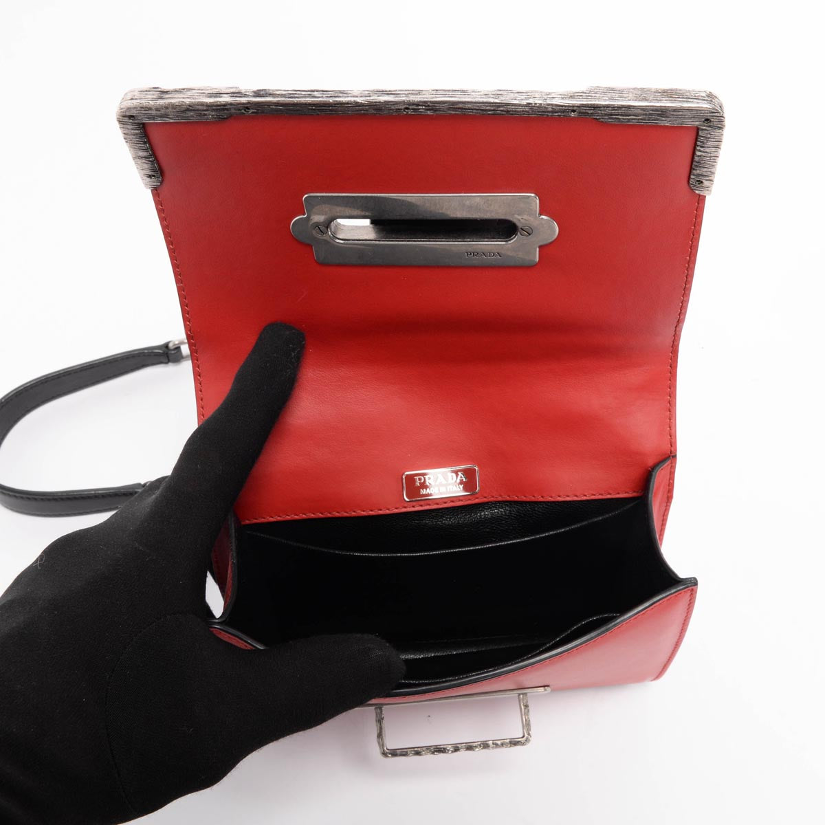 Prada Red & Black City Calf Cahier Mini Bag