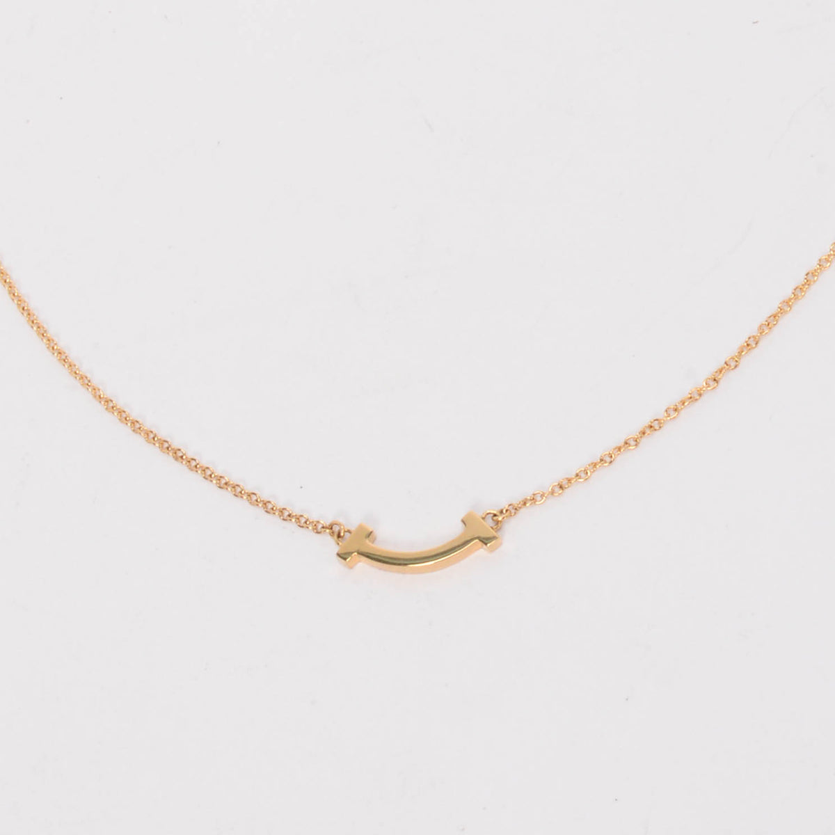 Tiffany & Co Yellow Gold Mini T Smile Pendant Necklace