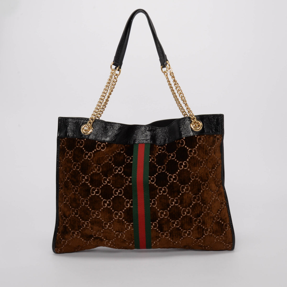 Gucci Brown GG Velvet Large Linea Rajah Tote