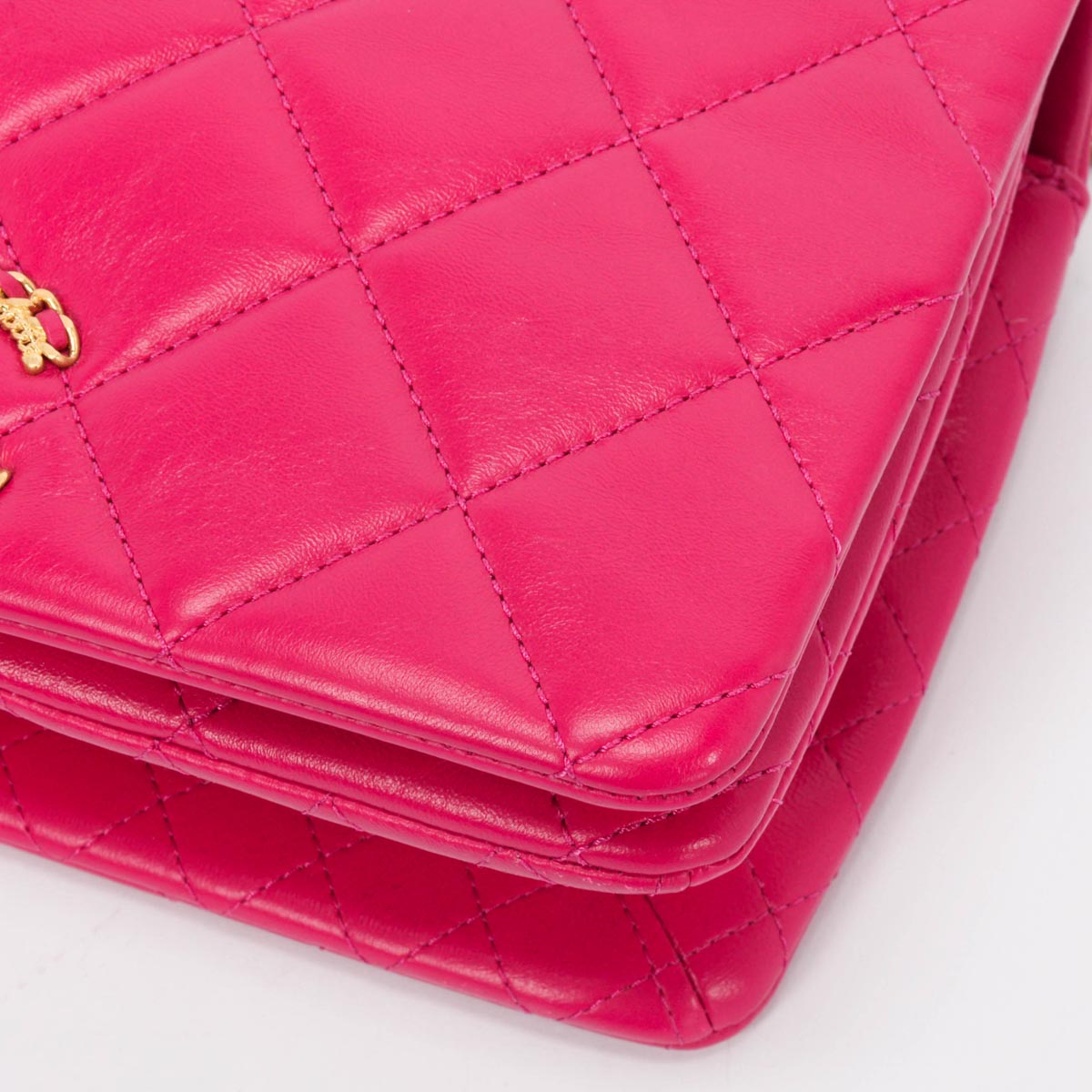 Chanel Fuschia Quilted Lambskin On And On Chain Bag