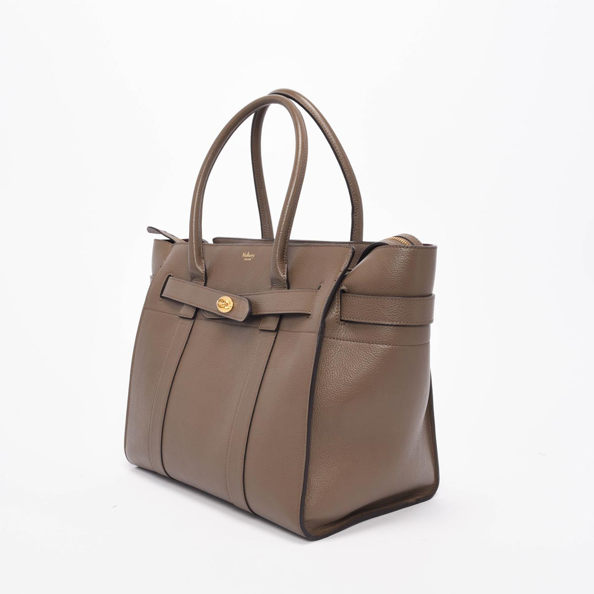 Mulberry Taupe Grained Leather Large Bayswater Zipped Tote