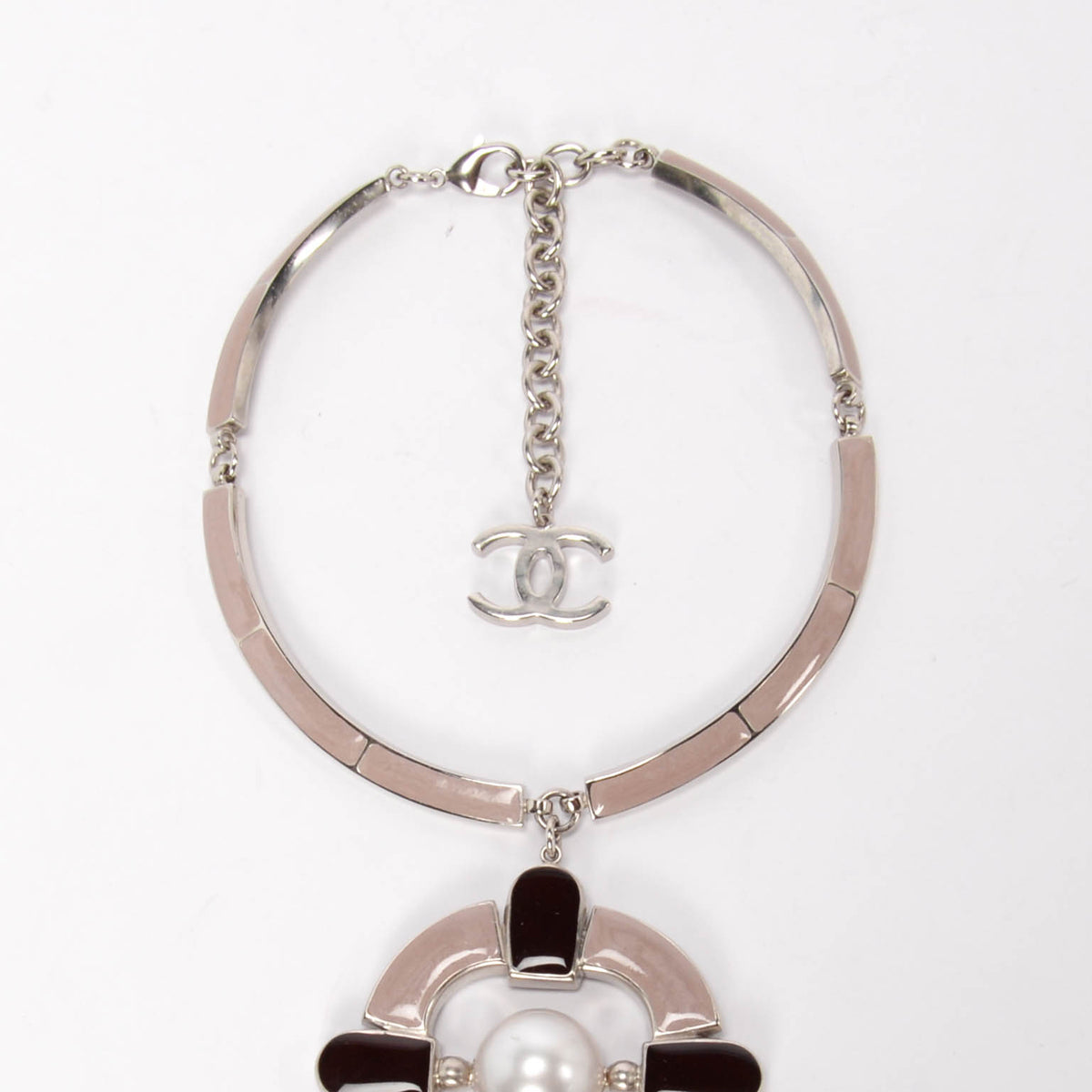 Chanel Pink & Burgundy Enamel Baroque Drop Pendant