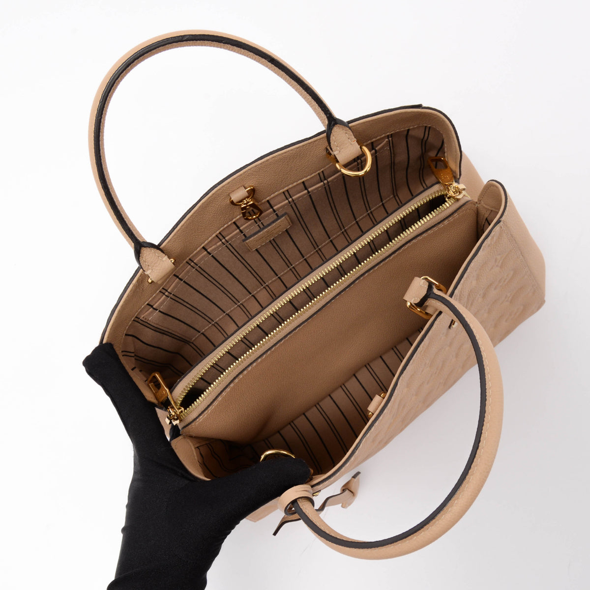 Louis Vuitton Beige Monogram Empreinte Montaigne MM Bag