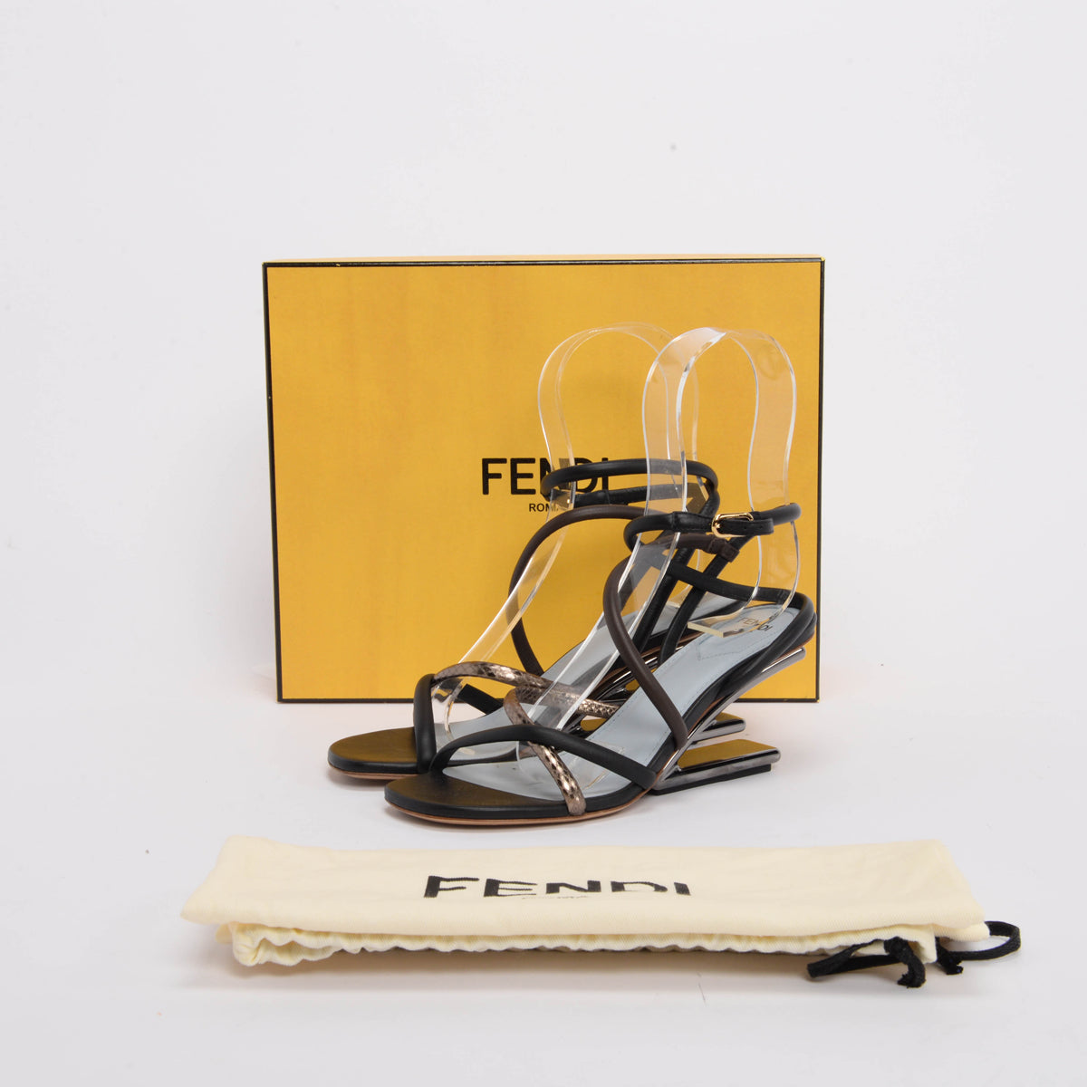 Fendi Tri-Colour Leather Fendi First Sandals 37.5