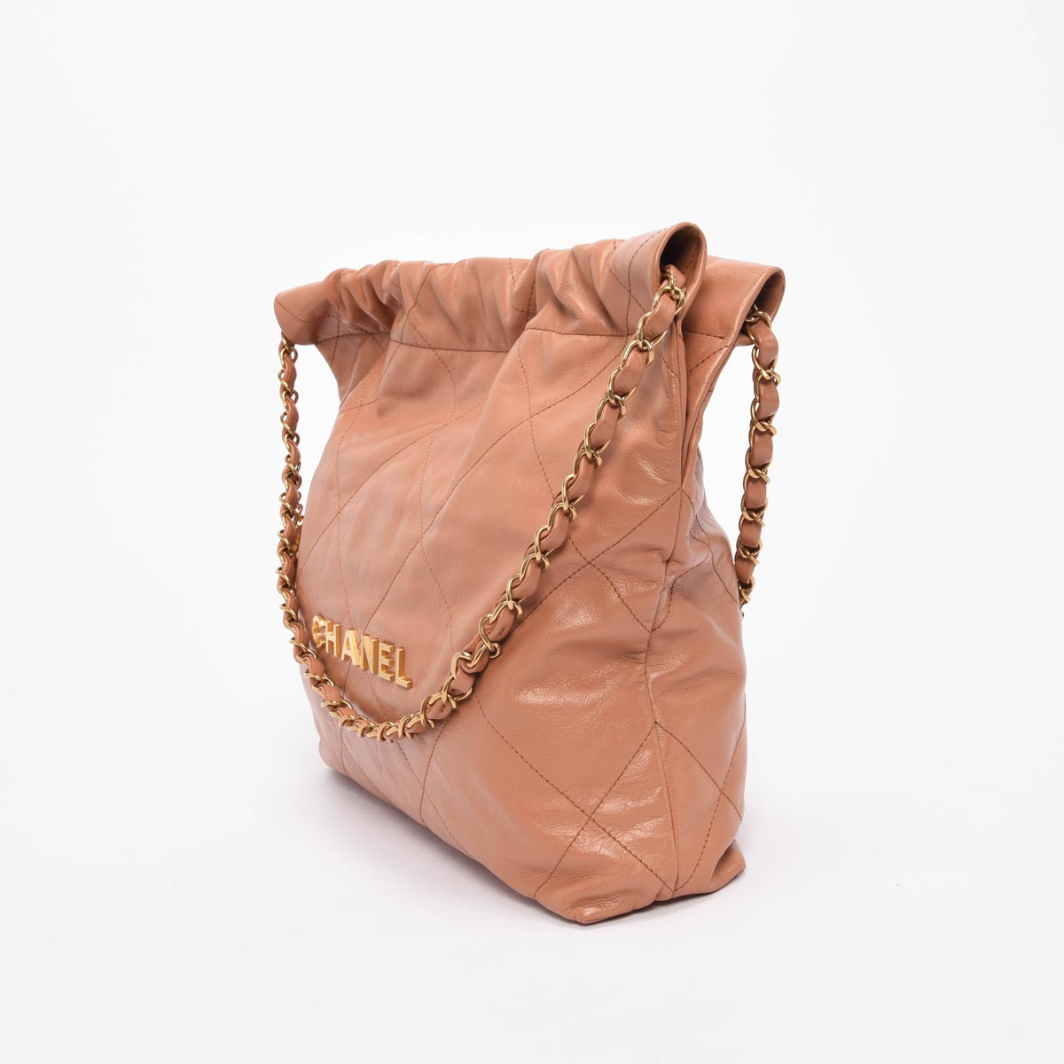 Chanel Camel Shiny Calfskin Small 22 Bag