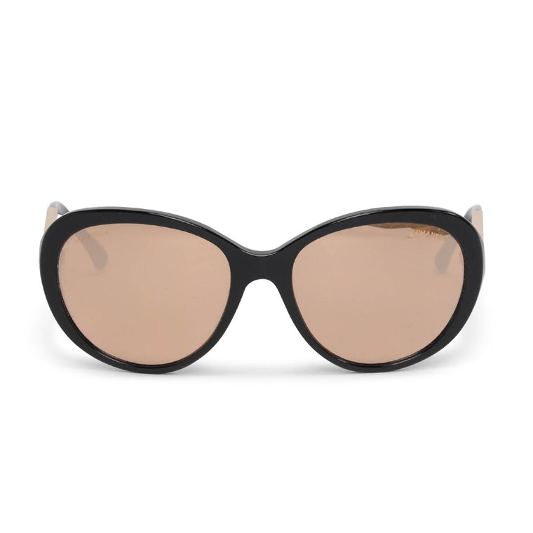 Chanel Black Gold Mirrored Sunglasses