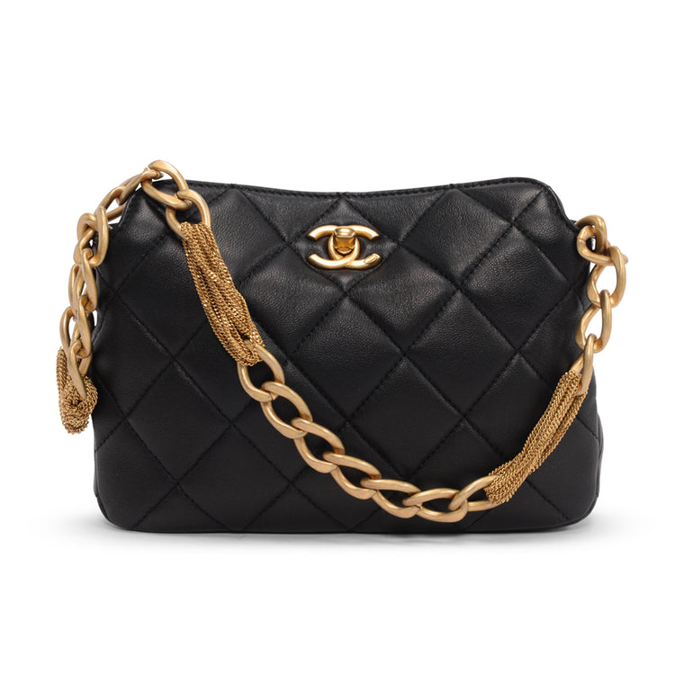 Chanel Black Quilted Calfskin Small Hobo Bag