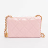 Chanel Pink Glossy Lambskin CC Medallion Wallet on Chain - Blue Spinach