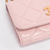 Chanel Pink Glossy Lambskin CC Medallion Wallet on Chain - Blue Spinach