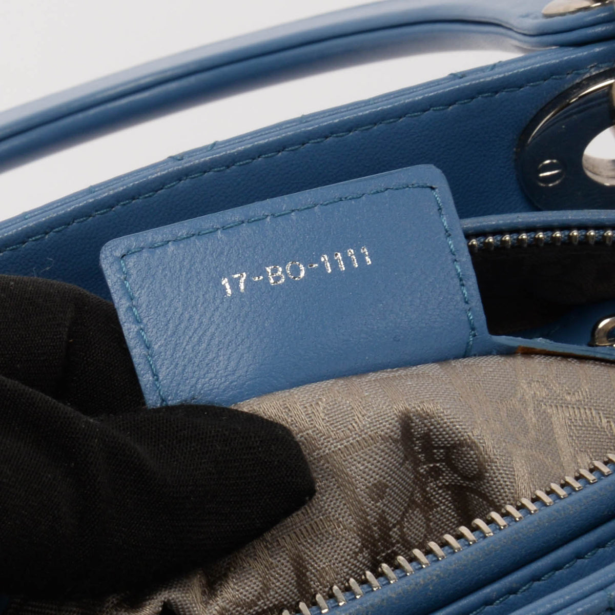 Dior Blue Lambskin Cannage Medium Lady Dior