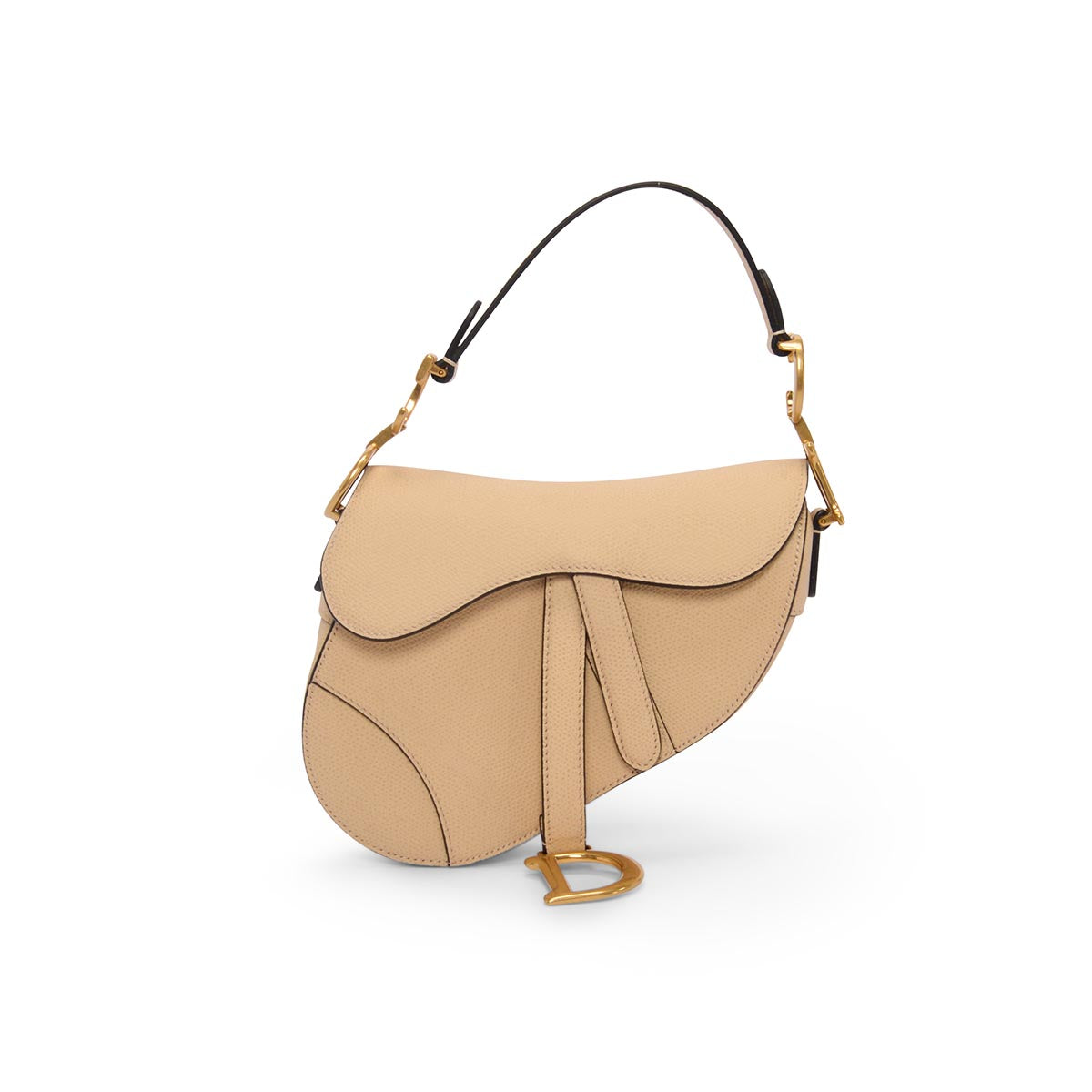 Dior Light Cream Grained Calfskin Mini Saddle Bag