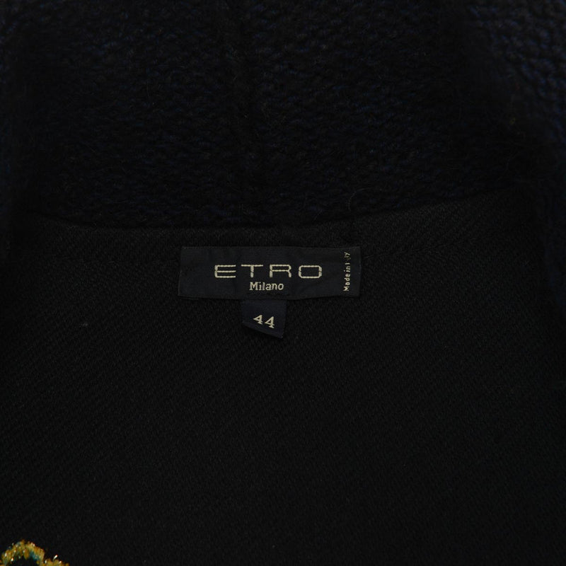 Etro Multi Colour Chunky Knit Dragon Coat IT 44 - Blue Spinach