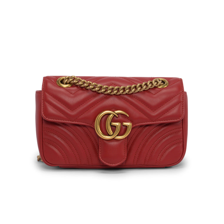 Gucci Red Matelasse GG Marmont Mini Bag