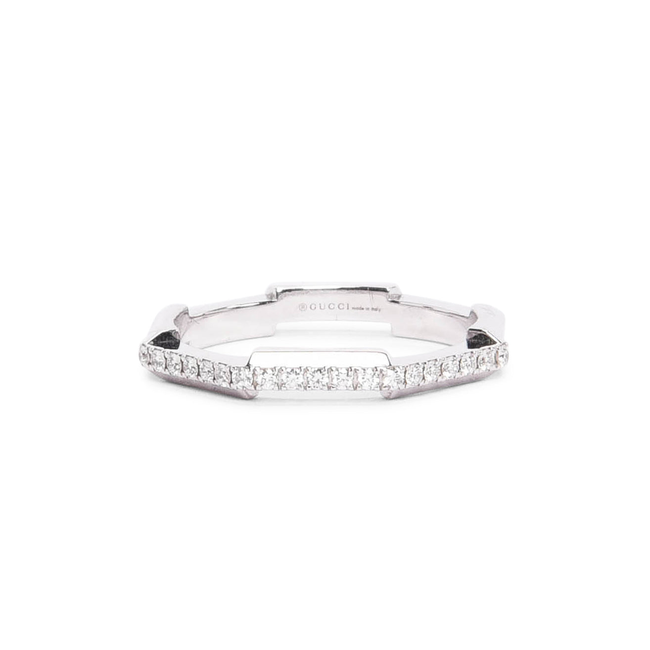 Gucci White Gold & Diamond Link To Love Ring