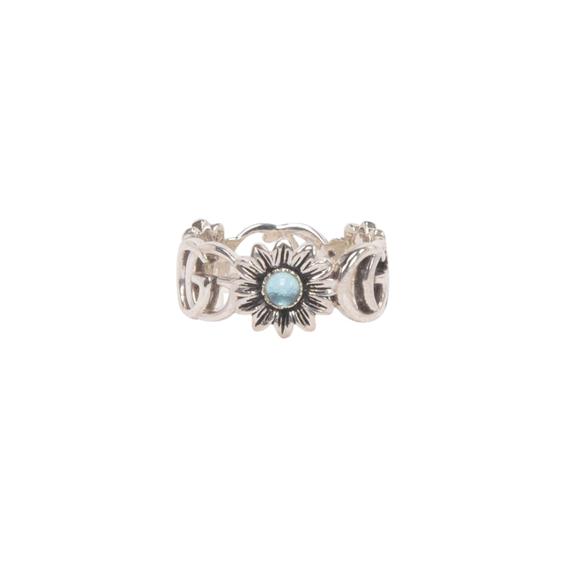Gucci Sterling Silver MOP Double G Ring - Blue Spinach