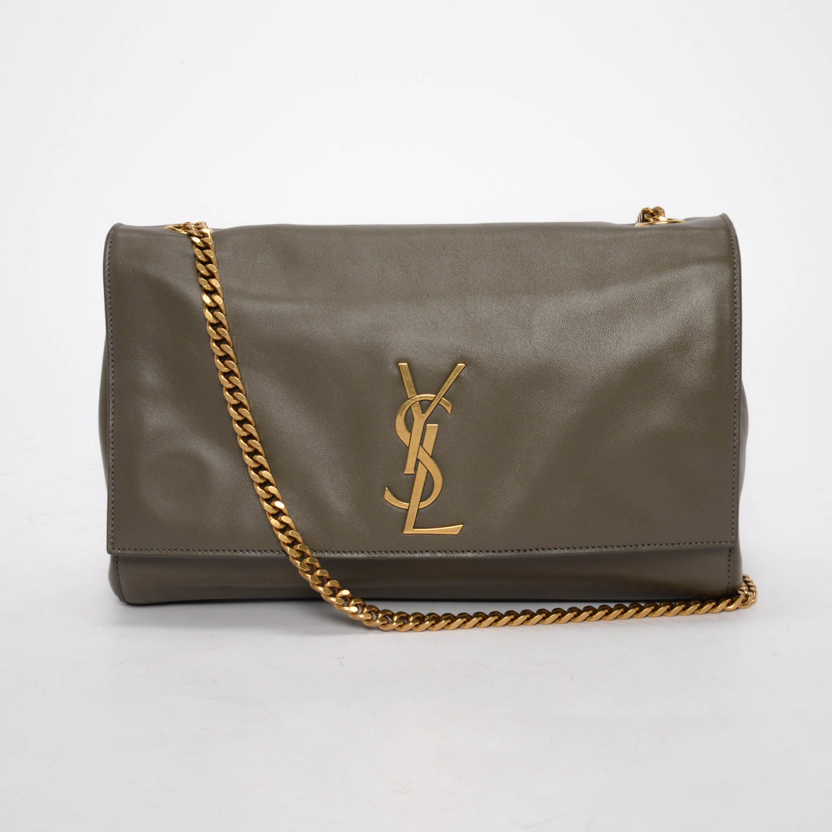 Saint Laurent Khaki Suede Medium Reversible Kate Flap Bag