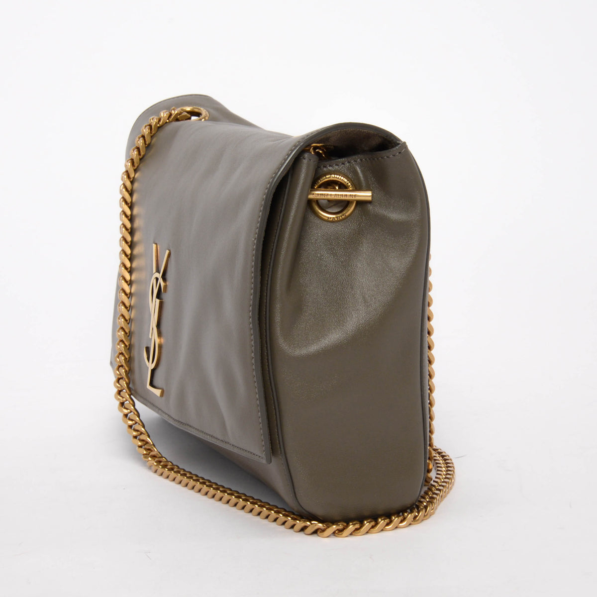 Saint Laurent Khaki Suede Medium Reversible Kate Flap Bag