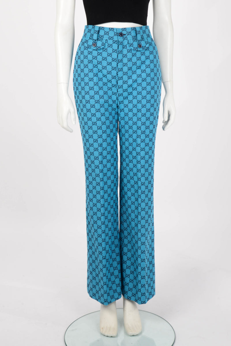 Gucci Blue GG Canvas Flared Pant IT 42