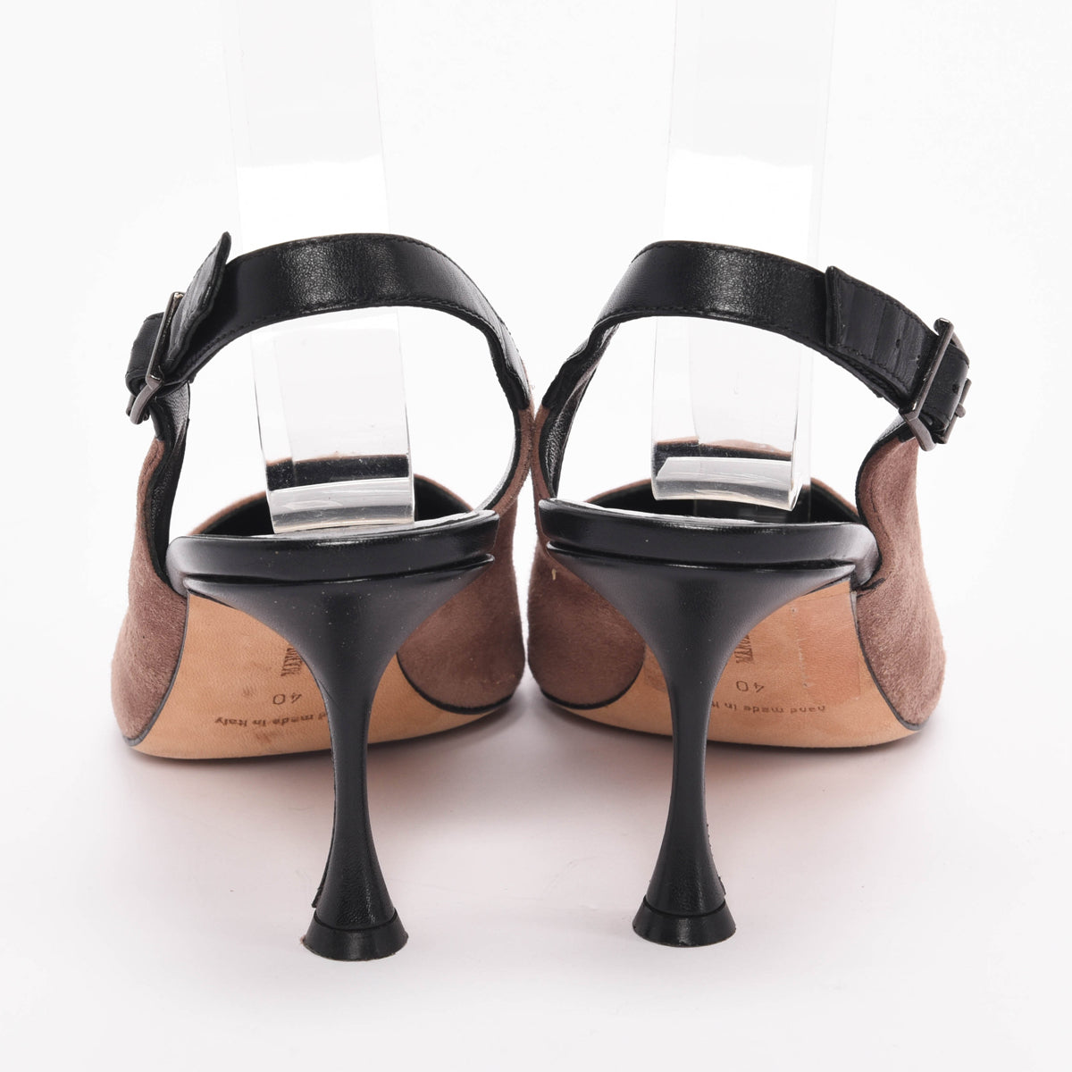 Manolo Blahnik Taupe Suede Slingback Pumps 40