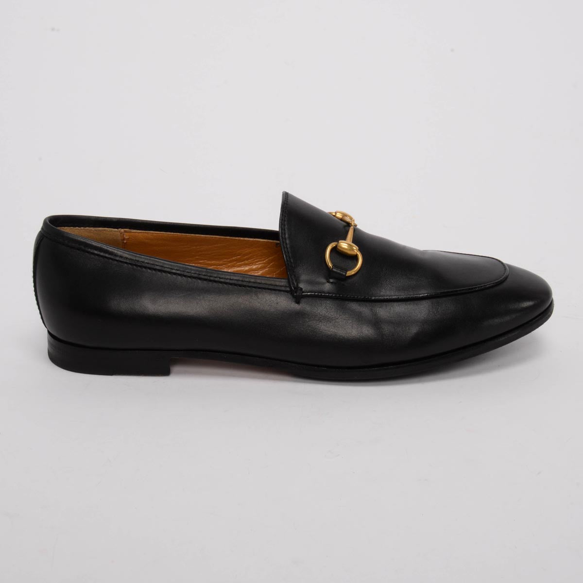 Gucci Black Leather Jordaan Loafers 38.5