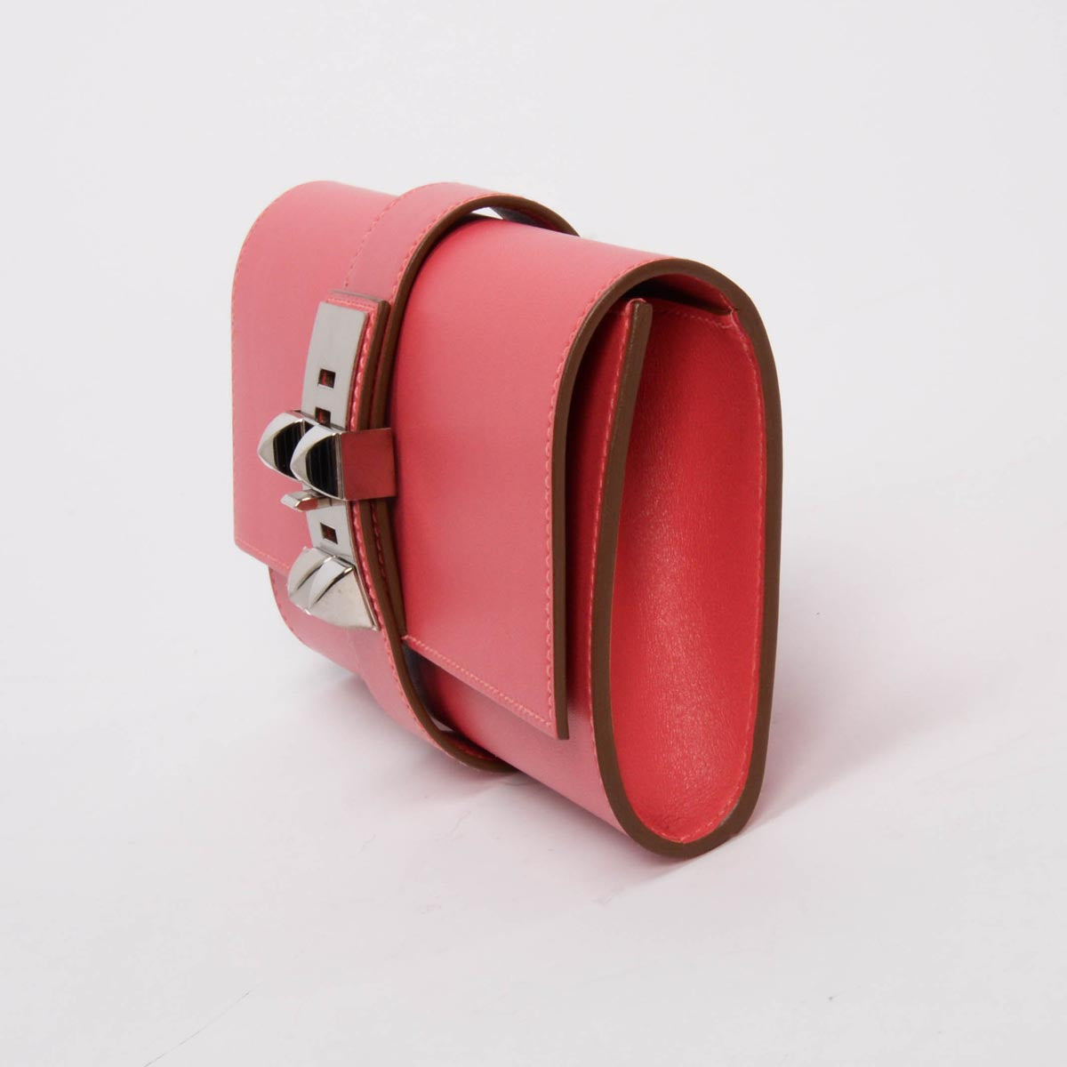 Hermes Rose Lipstick Tadelakt Medor 23 Clutch