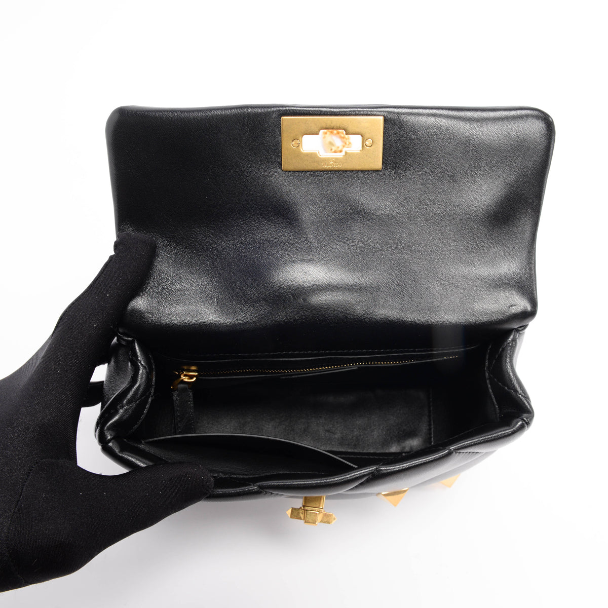 Valentino Black Nappa Medium Roman Stud Bag