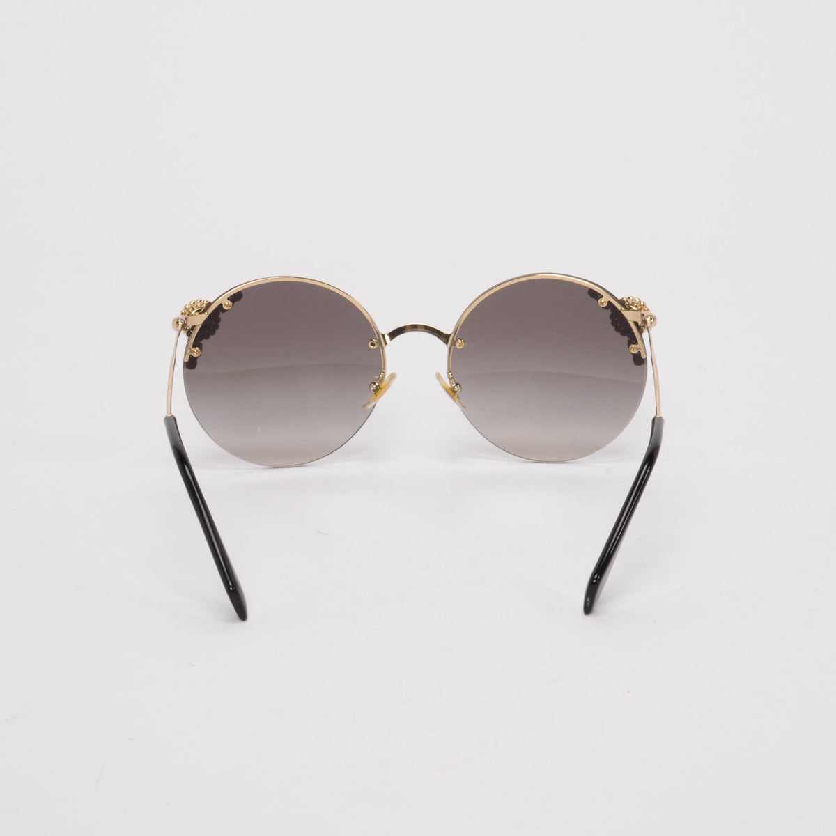 Miu Miu Grey Pearl Detail Round Sunglasses