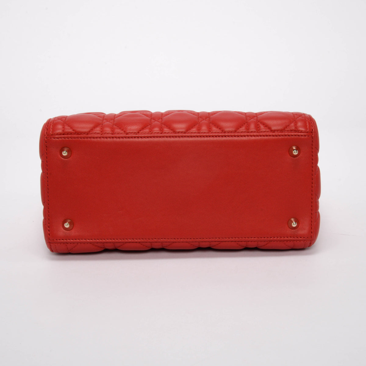 Dior Red Lambskin Cannage Medium Lady Dior Bag