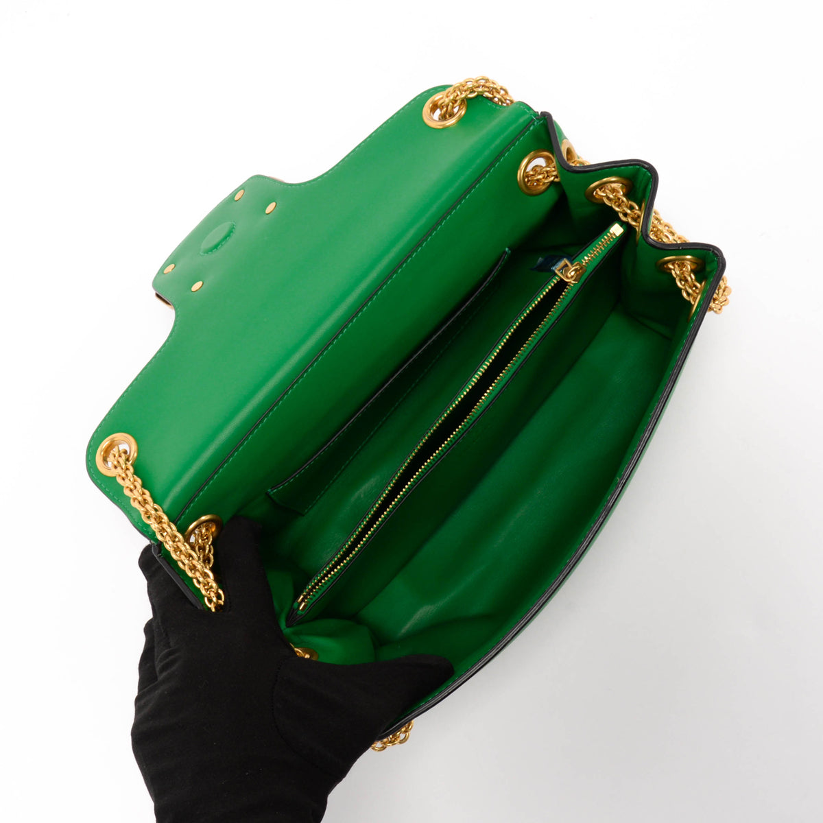 Valentino Ultra Green Nappa Stud Sign Shoulder Bag