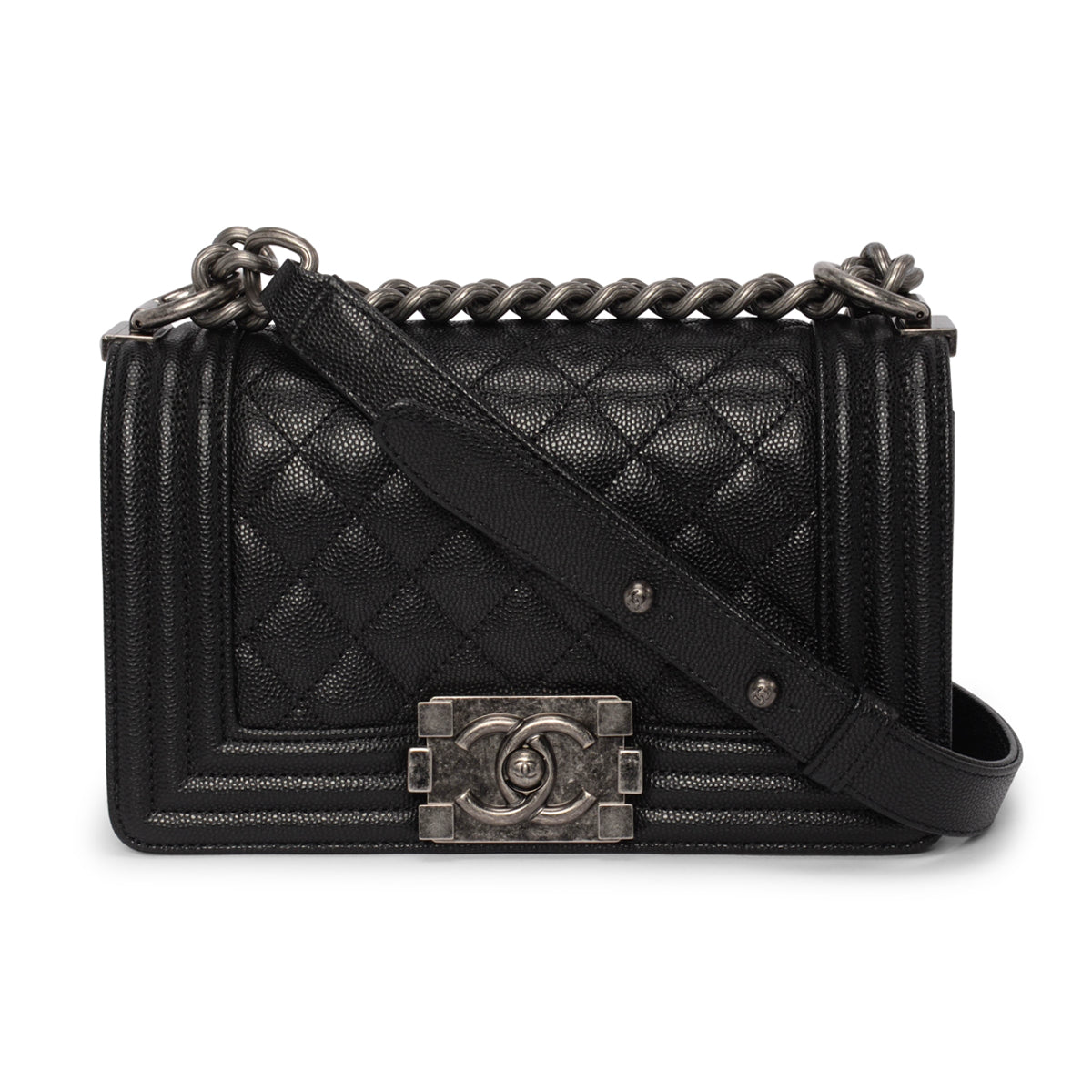 Chanel Black Quilted Caviar Small Boy Shoulder Bag