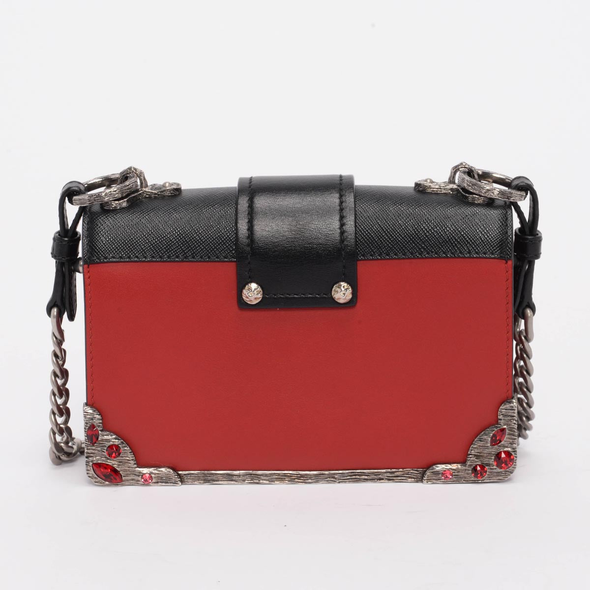 Prada Red & Black City Calf Cahier Mini Bag