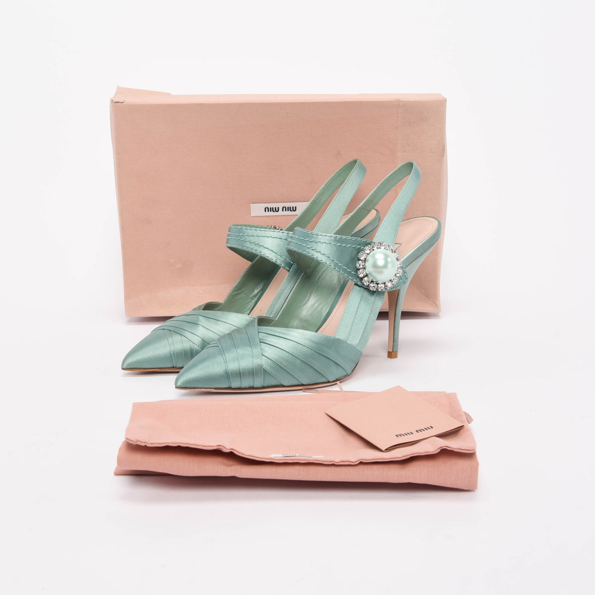 Miu Miu Mint Satin Cross Pumps 41