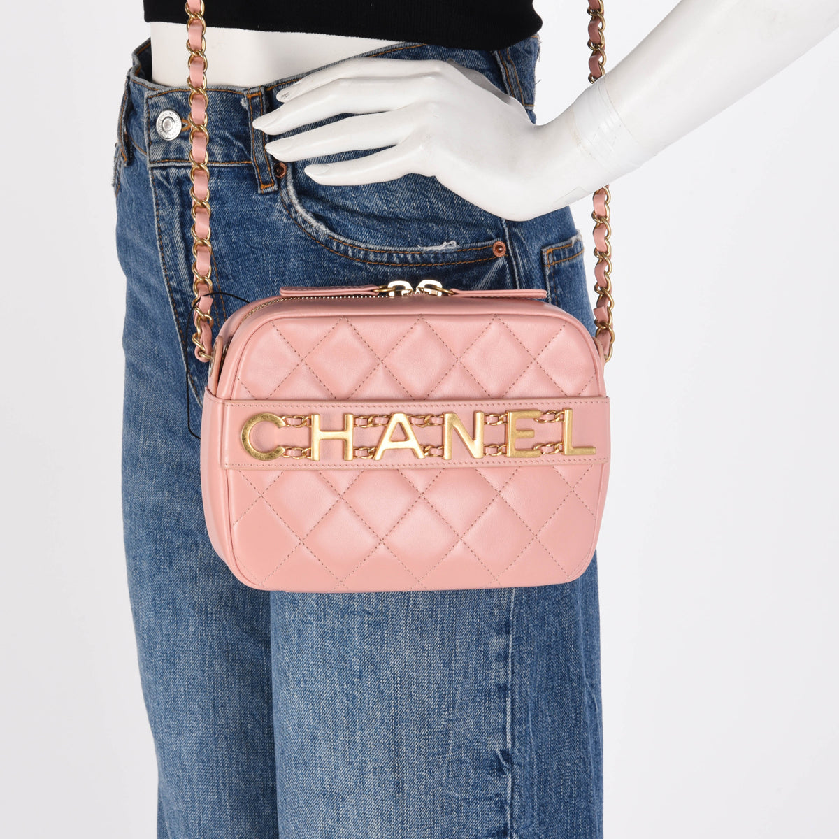 Chanel Pink Quilted Calfskin Enchained Camera Bag
