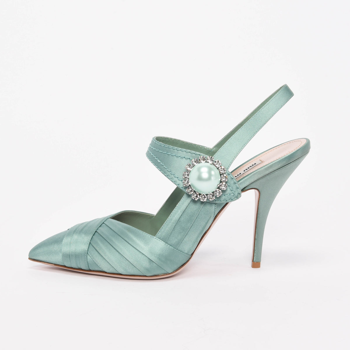 Miu Miu Mint Satin Cross Pumps 41