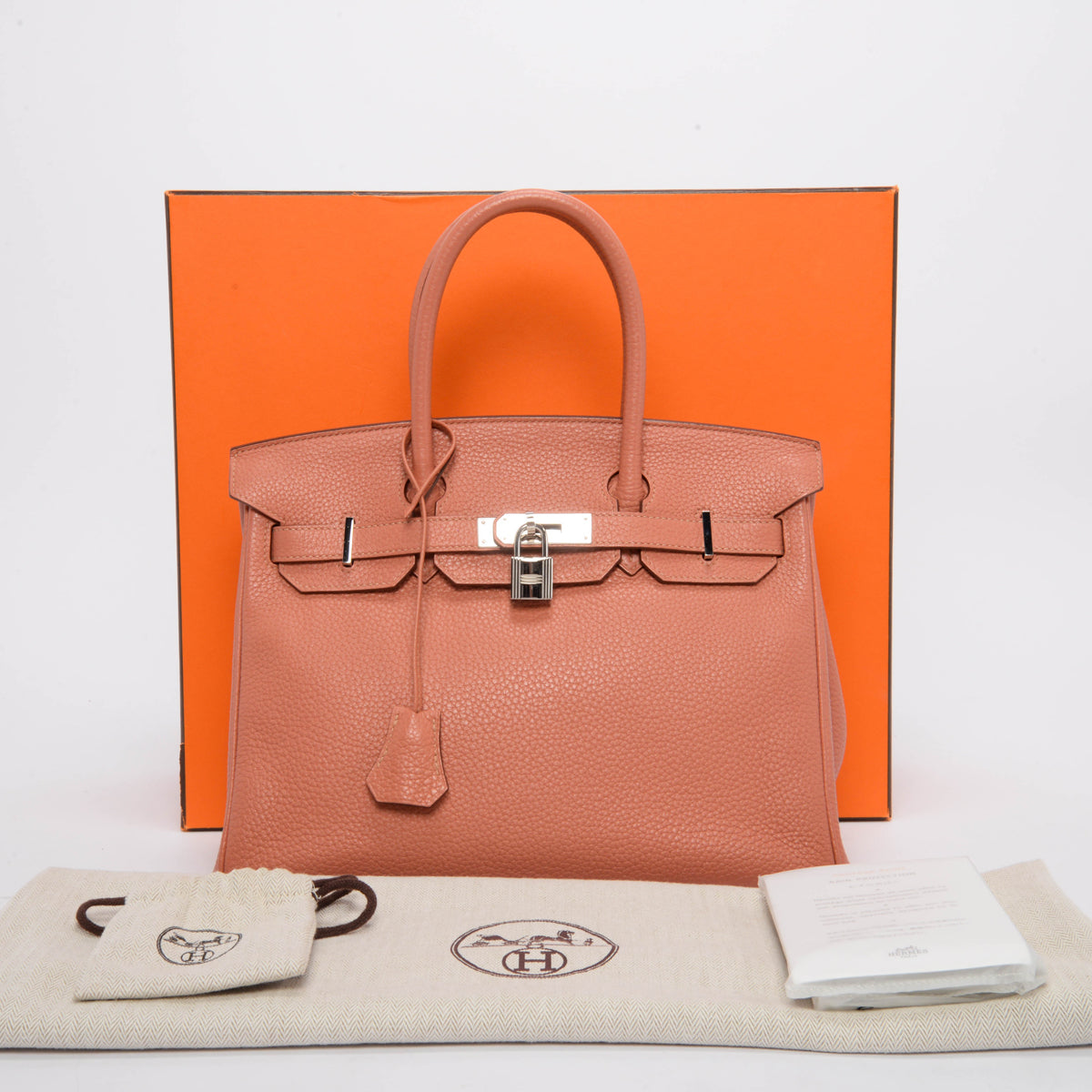 Hermes Rose Tea Togo Birkin 30 PHW