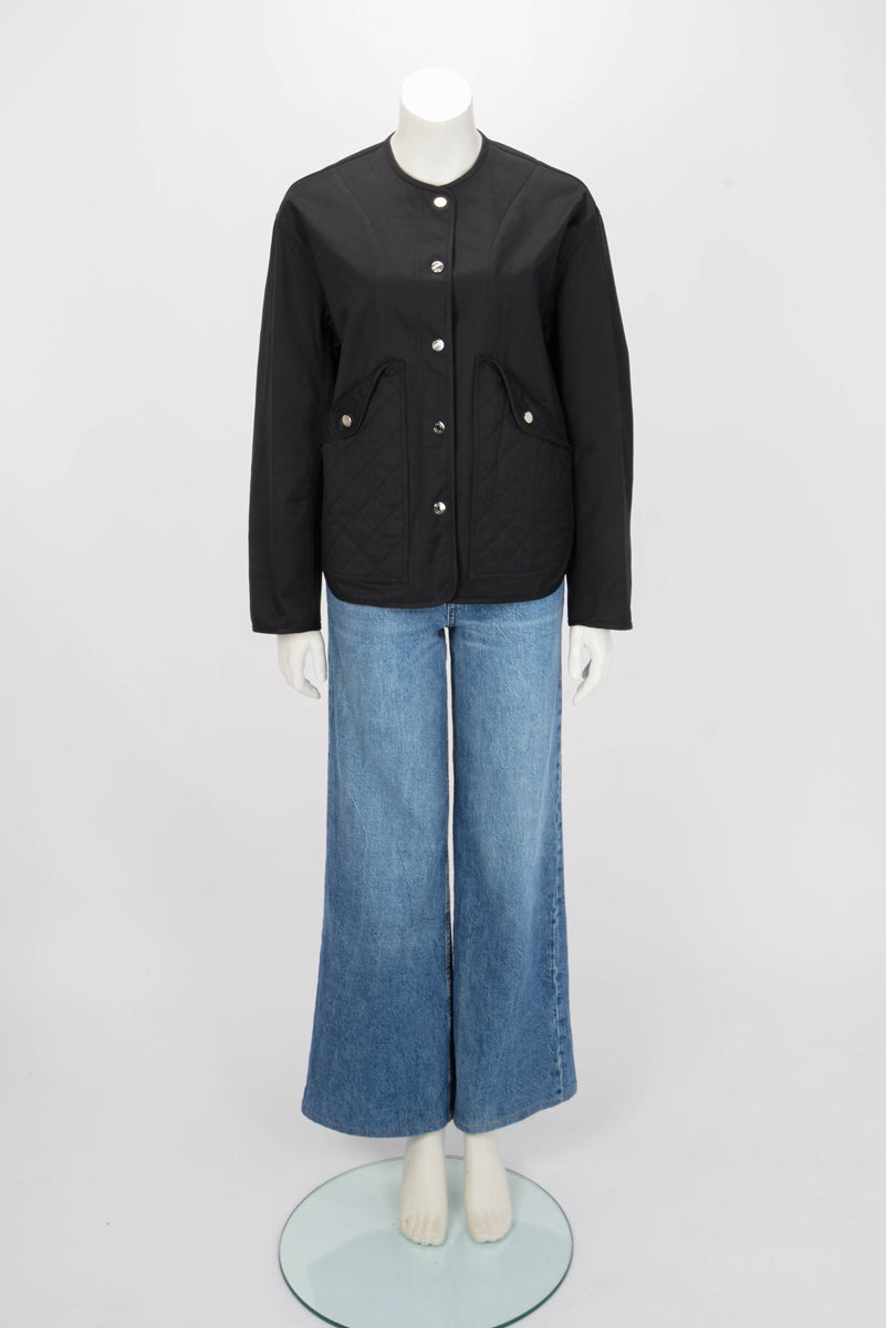Hermes Black Cotton Twill Equestrian Detail Jacket FR 36
