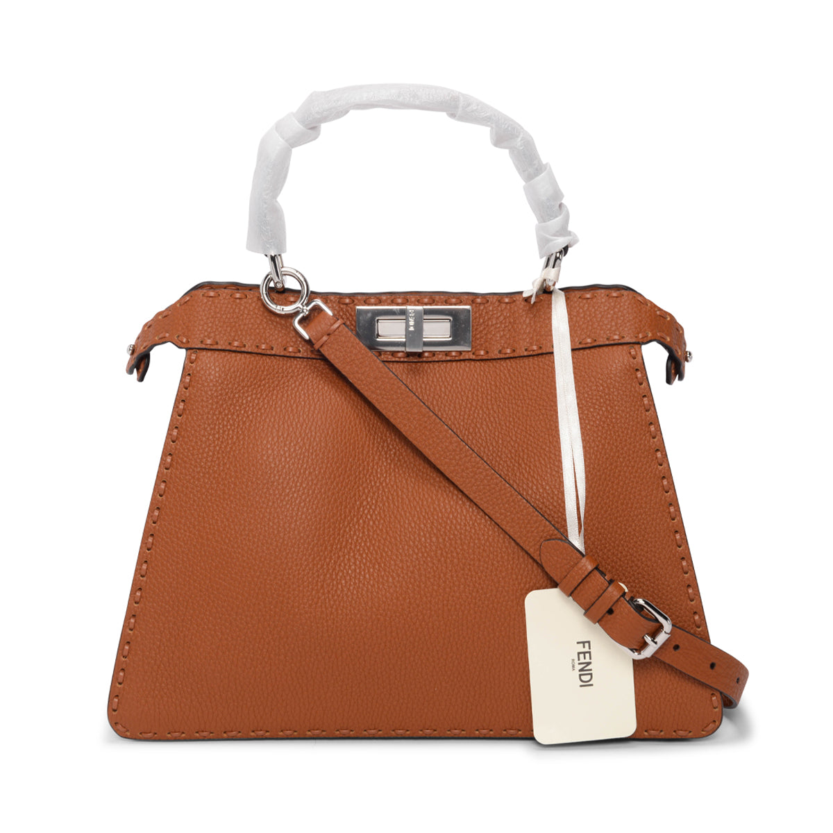 Fendi Tan Roma Calfskin Medium Peekaboo ISeeU Bag