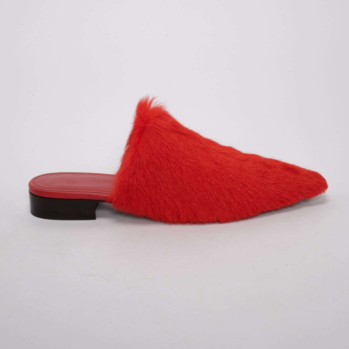 Ferragamo Flame Red Calf Hair Selestina Flats 10