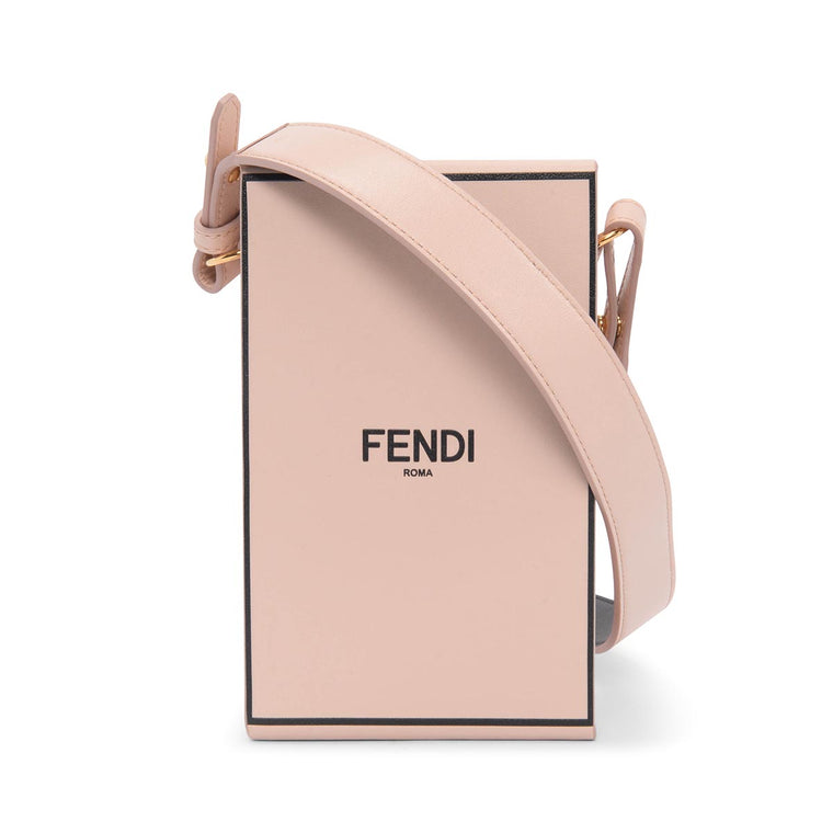 Fendi Rosa Quarzo Calfskin Fluffy Logo Vertical Box Bag