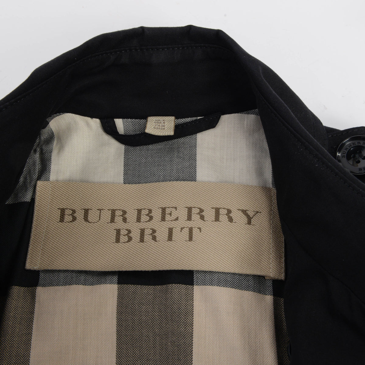 Burberry Black Cotton Cropped Trench Coat UK 4