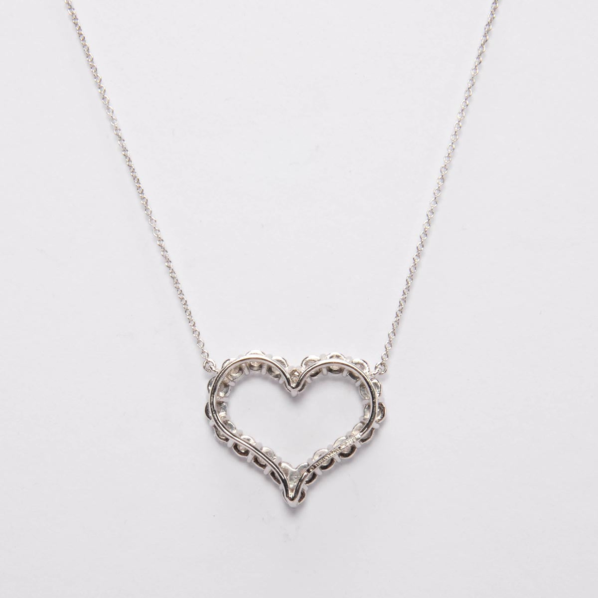 Tiffany & Co Platinum & Diamond Large Heart Pendant Necklace