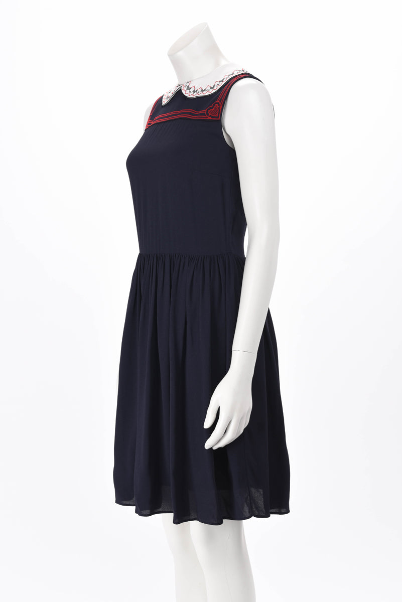 Miu Miu Navy Embroidered Dress IT 36