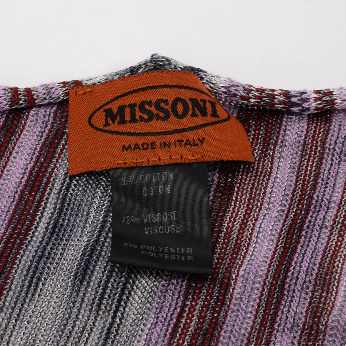 Missoni Multi Colour Cotton Viscose Blend Striped Scarf
