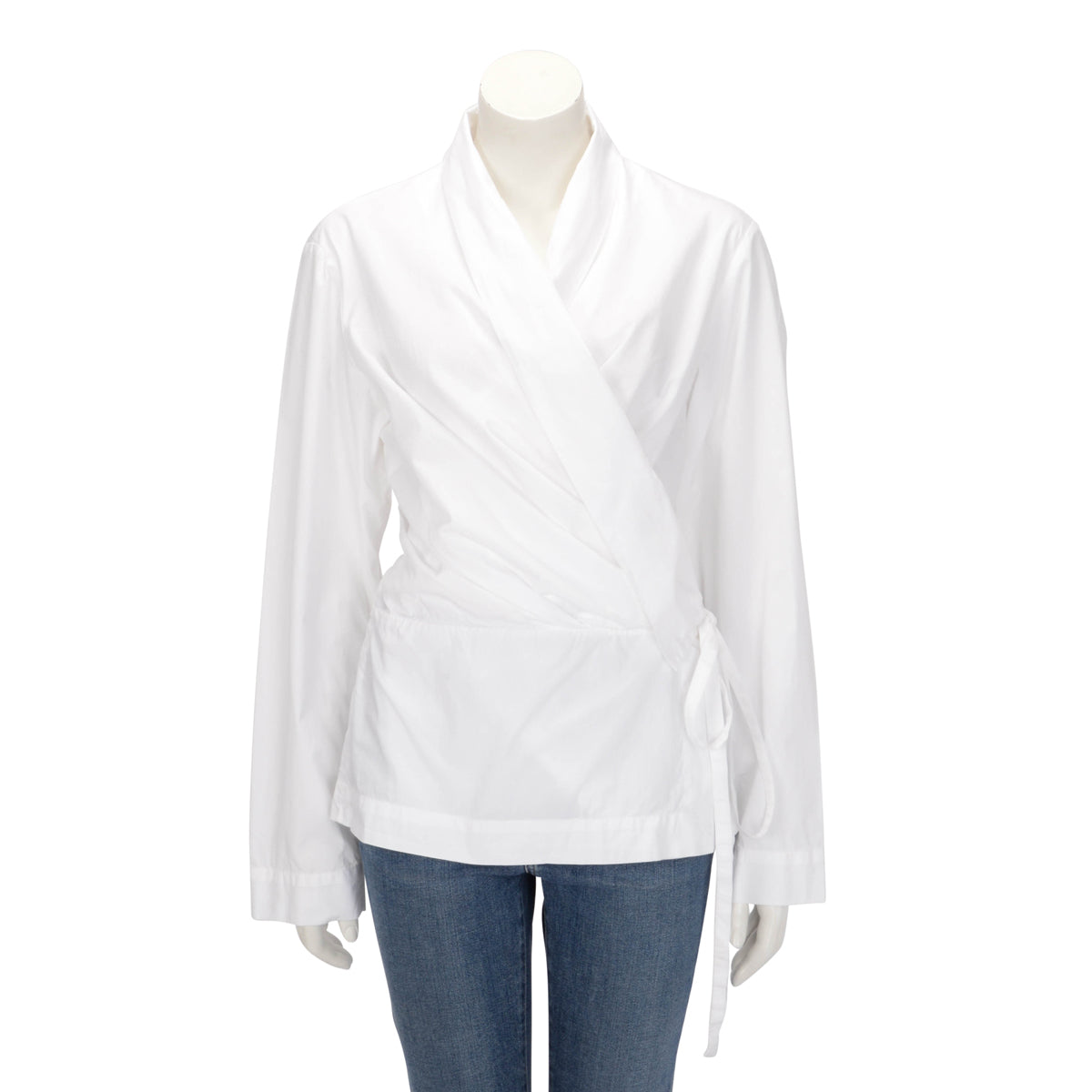 Dries Van Noten White Cotton Tie Blouse FR 44