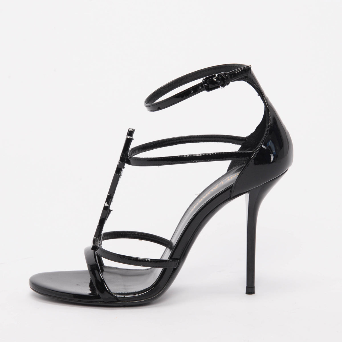 Saint Laurent Black Patent Cassandra Sandals 36