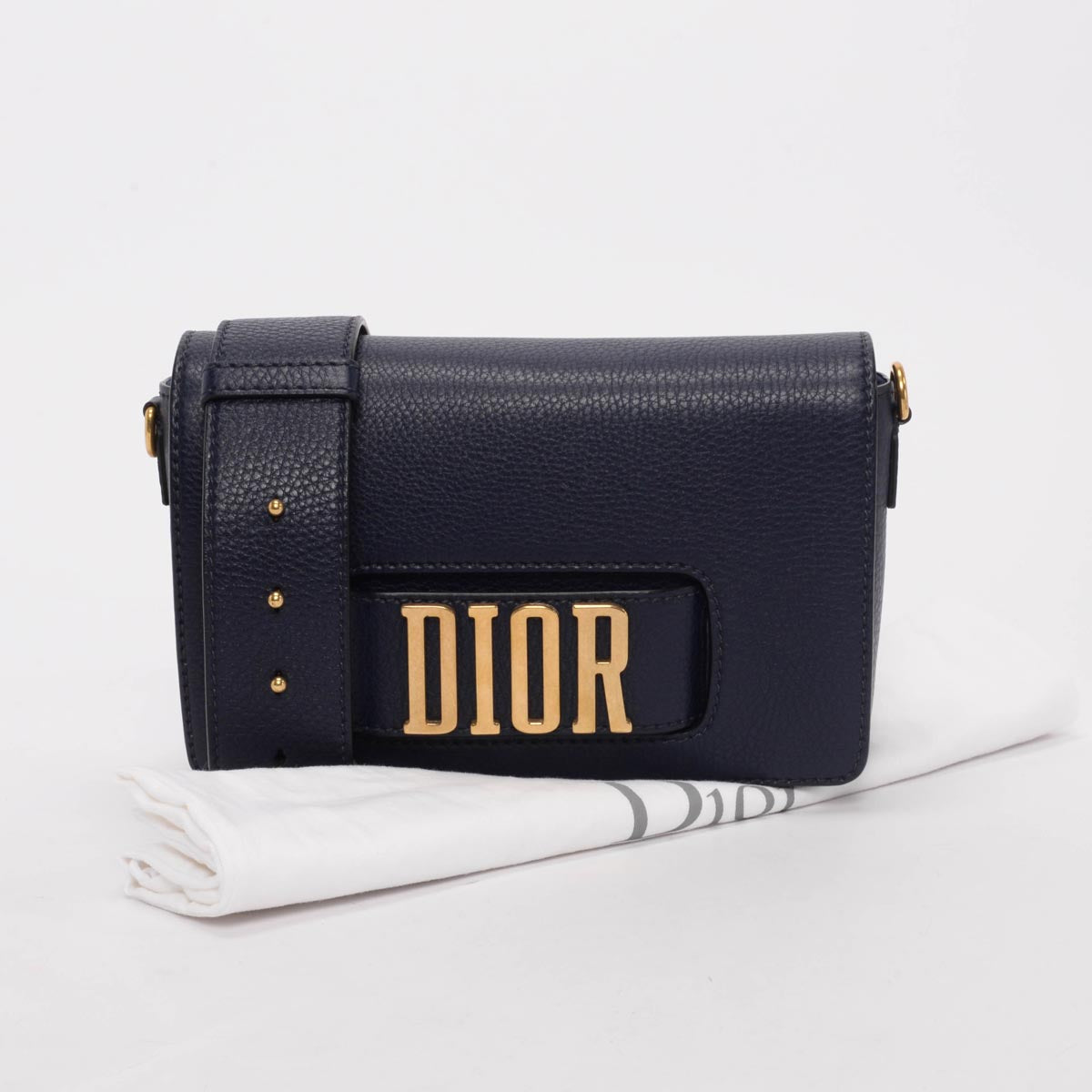 Dior Navy Grained Calfskin Dior(r)evolution Flap Bag